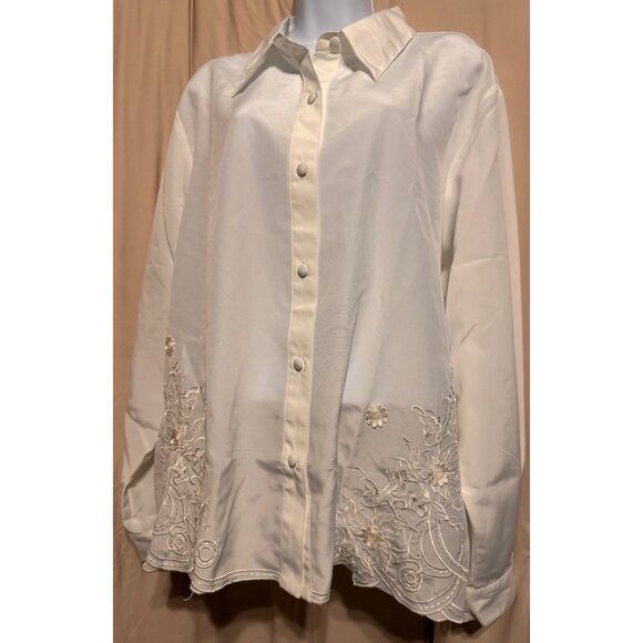 White Elisabeth Williams Vintage Shirt NEW with Lace XL - Picture 1 of 4